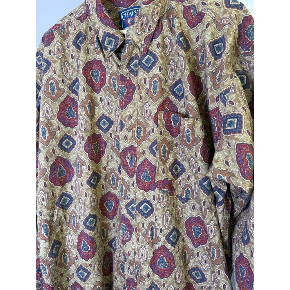 Vintage Chaps Ralph Lauren Paisley Button Up Shirt XL 100% Cotton Oversized - Picture 2 of 5